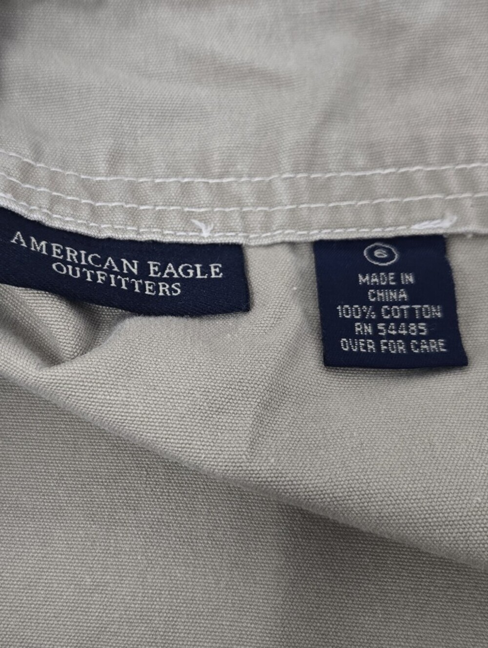 VINTAGE Y2K AMERICAN EAGLE COTTON KHAKI WRAP MAXI SKIRT WOMEN 6 BIB FRONT AEO - Picture 12 of 12